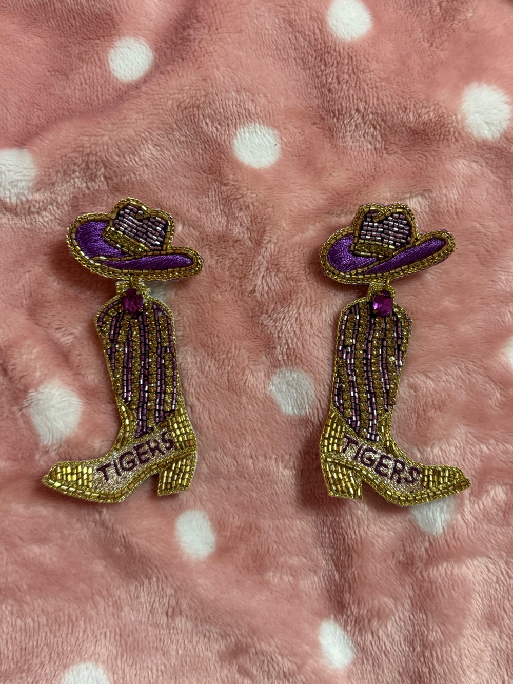 LSU COWBOY BOOTS GAME DAY EARRINGS